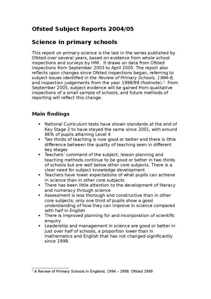 ofsted research report science